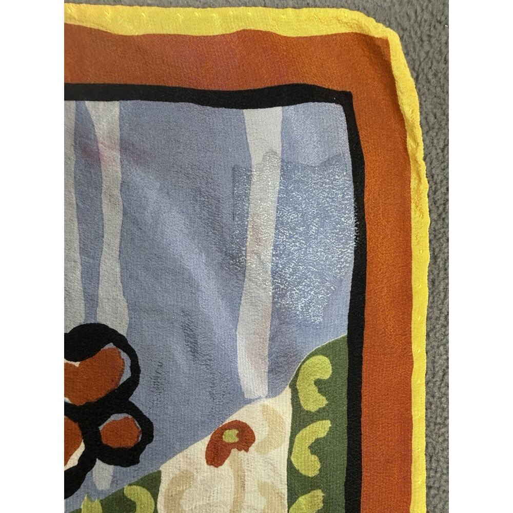 Nordstrom 100% Silk Scarf Made Italy Floral Still Life Square 33” Art Print - Picture 6 of 6